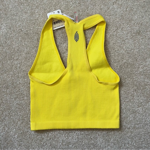 NWT Free People FP Movement Free Throw Crop Womens XS Optic Yellow Ribbed - Picture 4 of 8